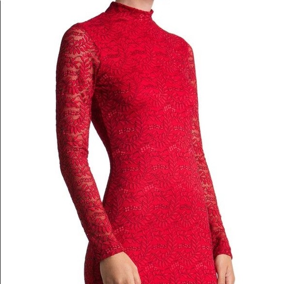 New Red Lace Bodycon Dress - Picture 2 of 8